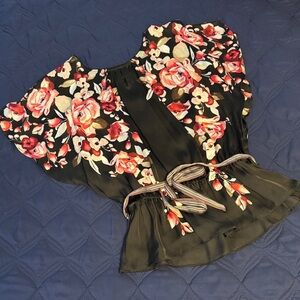 WHBM Floral Black Blouse